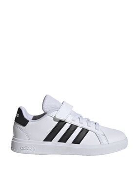 adidas White and Black Kids' Grand Court Sneaker